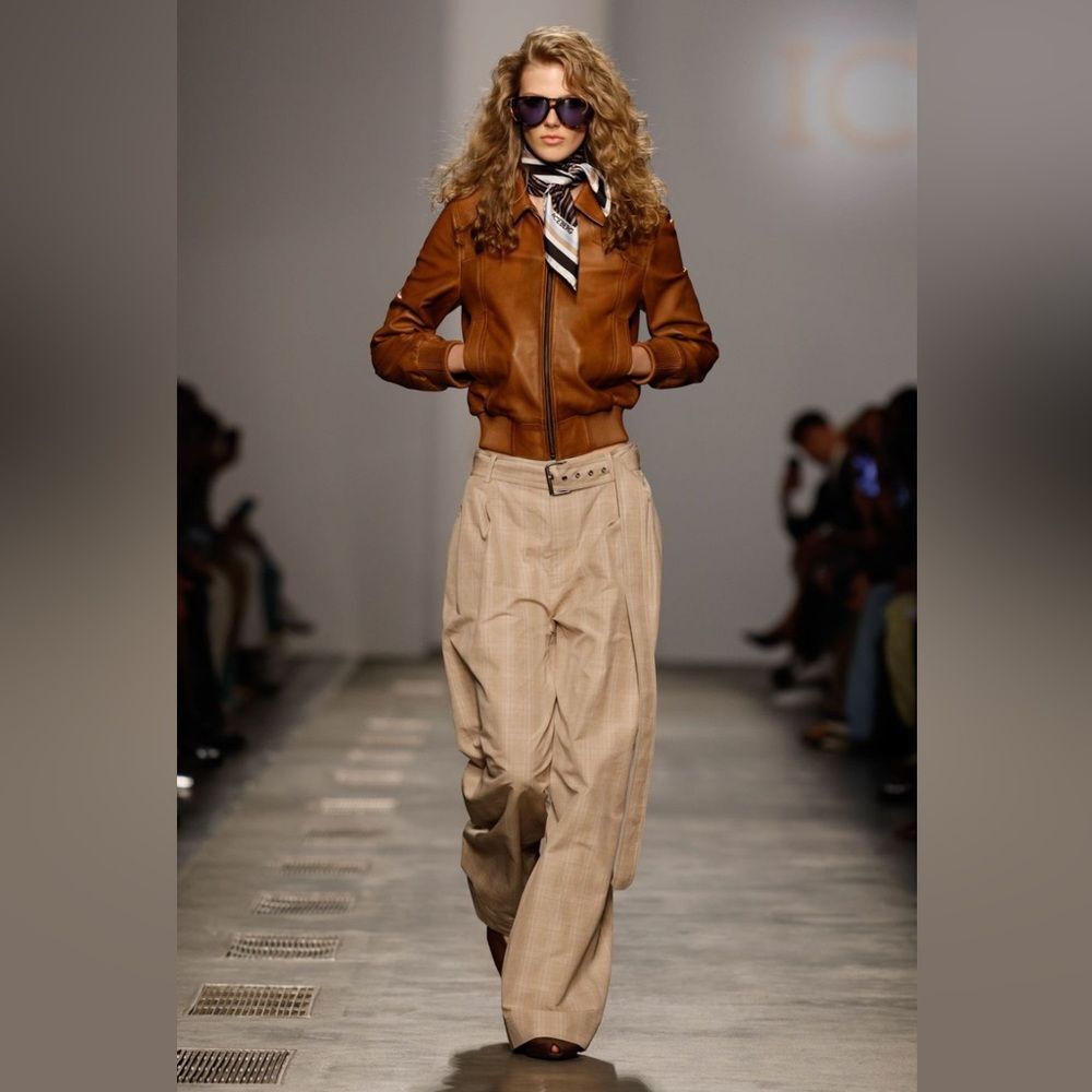 Vintage Men's S Brown Leather Bomber Jacket Women M Stand Collar Aviator Retro - Picture 8 of 16